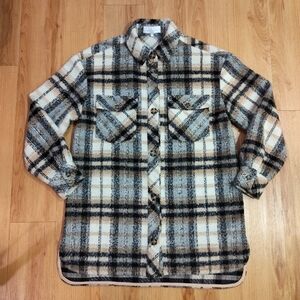 L'Academie Zuma Shacket in Neutral Plaid Women's Sz S
